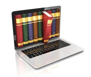 digital library - books inside computer