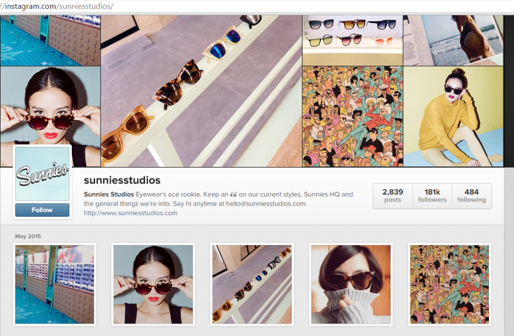 Screenshot of Sunnies on Instagram