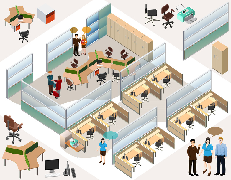 office isometric. detailed vector custom