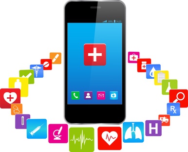 Smart phones and medical icons