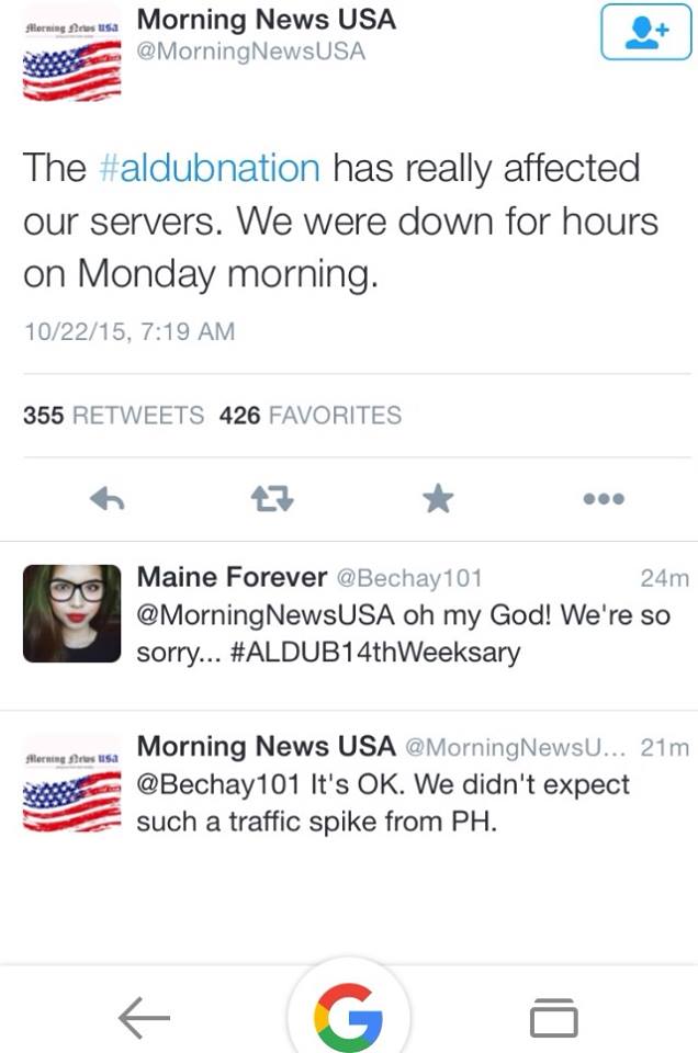 morningnewsusa tweet about aldub