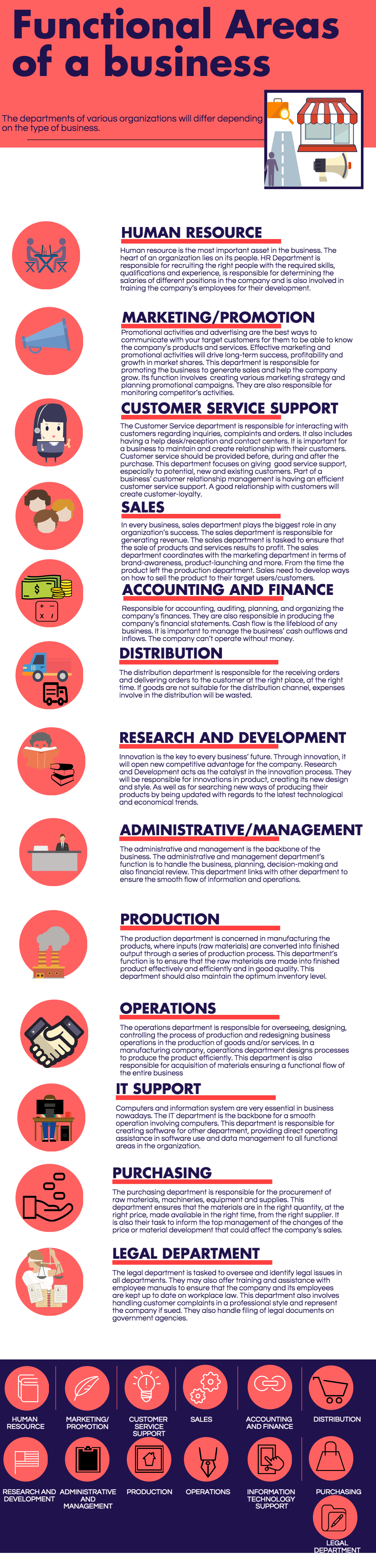 business functional areas infographics