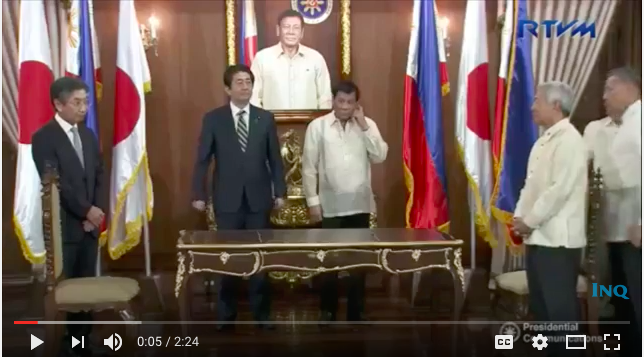 Japanese Prime Minister Shinzo Abe visits the Philippines, pledge investments