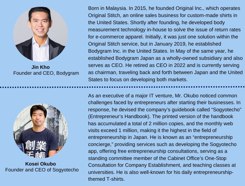 Jin Kho, founder of Bodygram and Kosei Okubo founder of Sogyotecho and Founder's Guide