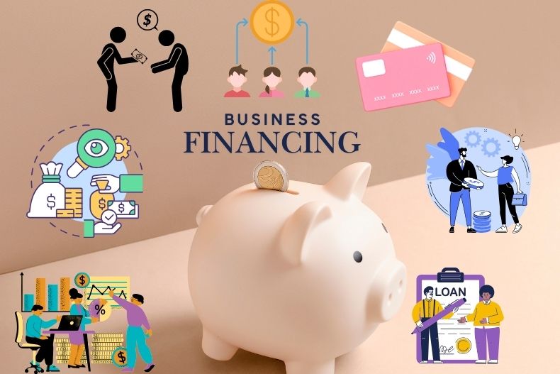 Business Financing options include Personal Savings, Friends and Family Loans, Small Business Loans, Business Credit Cards, Crowdfunding, Angel Investors, Grants and Competitions